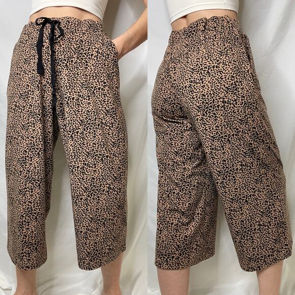 Lands' End wide leg crop animal print pajama pants leopard cheetah cropped M - Picture 17 of 17